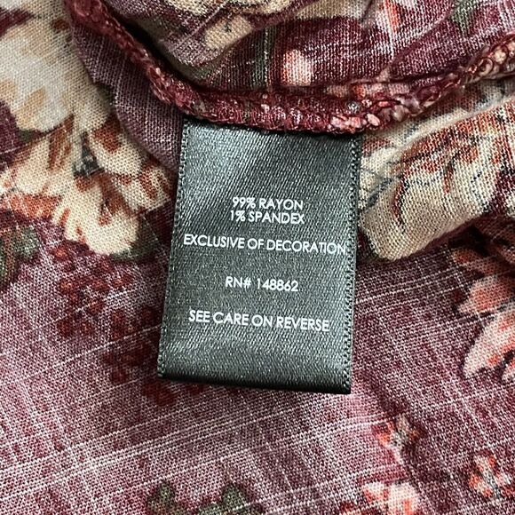 Torrid Top Lace Trim Babydoll Tunic Textured Stretch Rayon Floral Blouse 2X‎ EUC - Picture 11 of 12